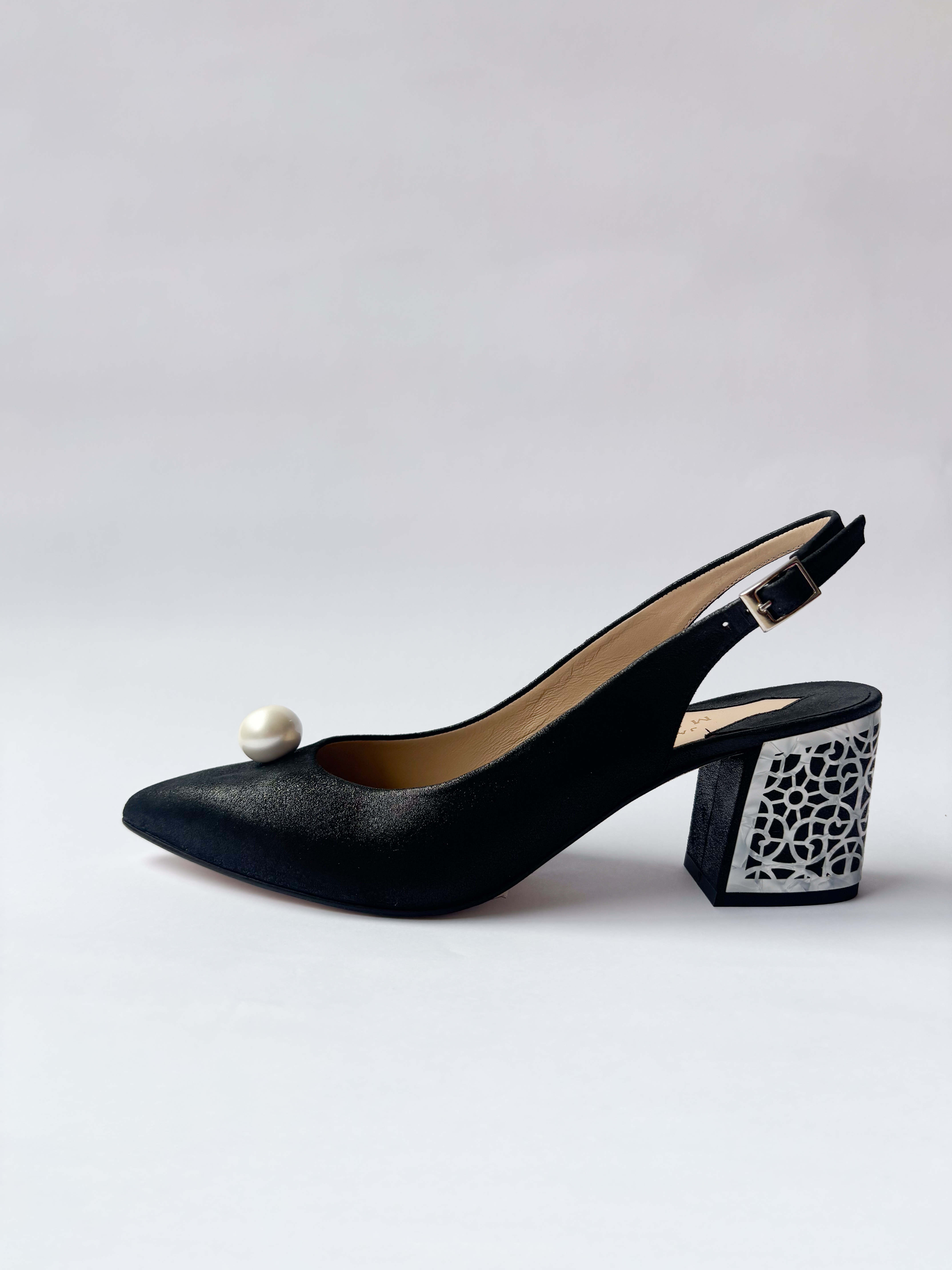 Ante Glitter Negro T/Nácar